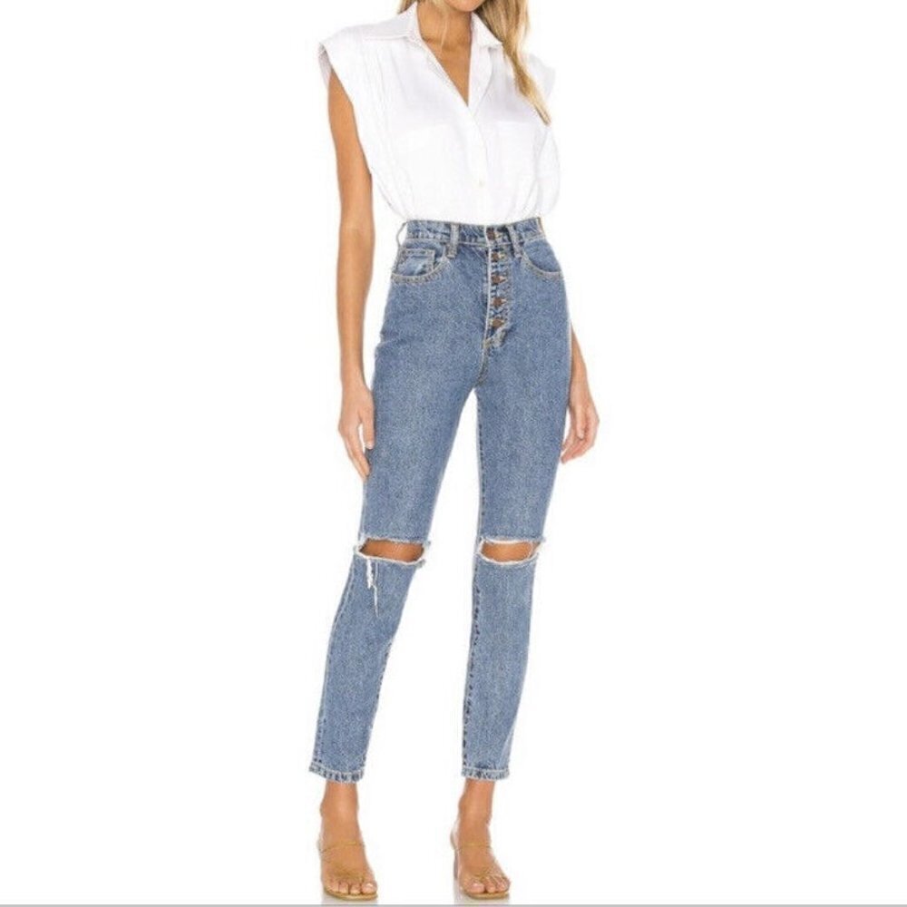 WeWoreWhat Danielle High Rise Straight Size 27 Button Fly 100% Cotton